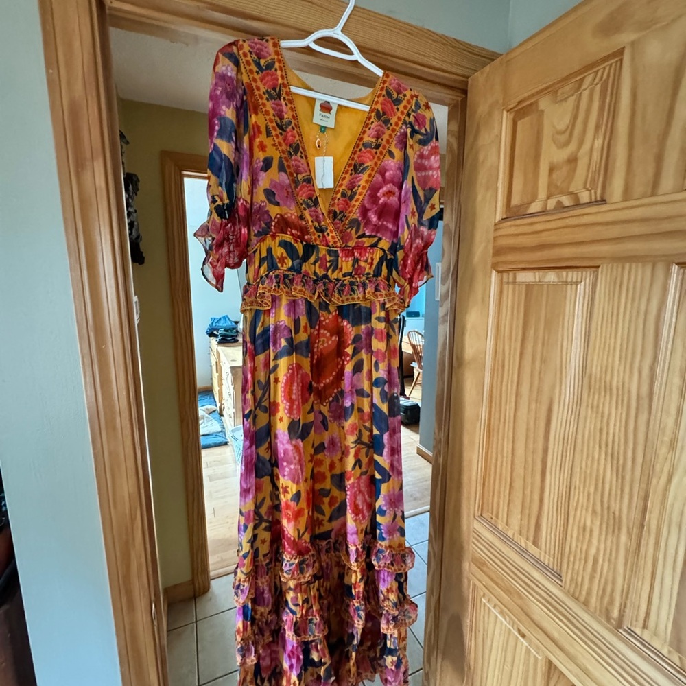 FARM Rio Maxi Dress with Pink Floral Print
